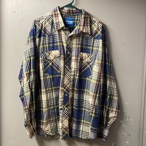 Wrangler Plaid Western Cowboy Shirt, XL snap front